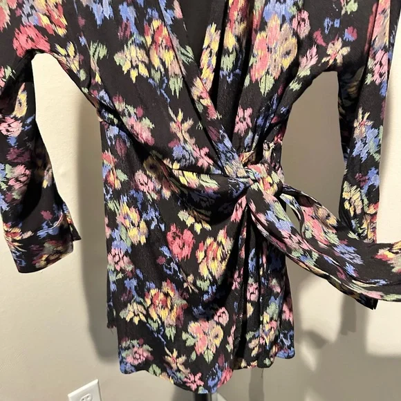 Zara TRF Collection Black Floral Collared V-neck Wrap Romper Size S - Picture 3 of 12